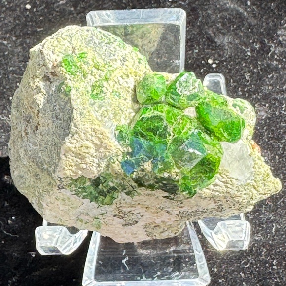 Vivid Green Uvarovite Crystal Cluster Mineral from Russia - Picture 4 of 5